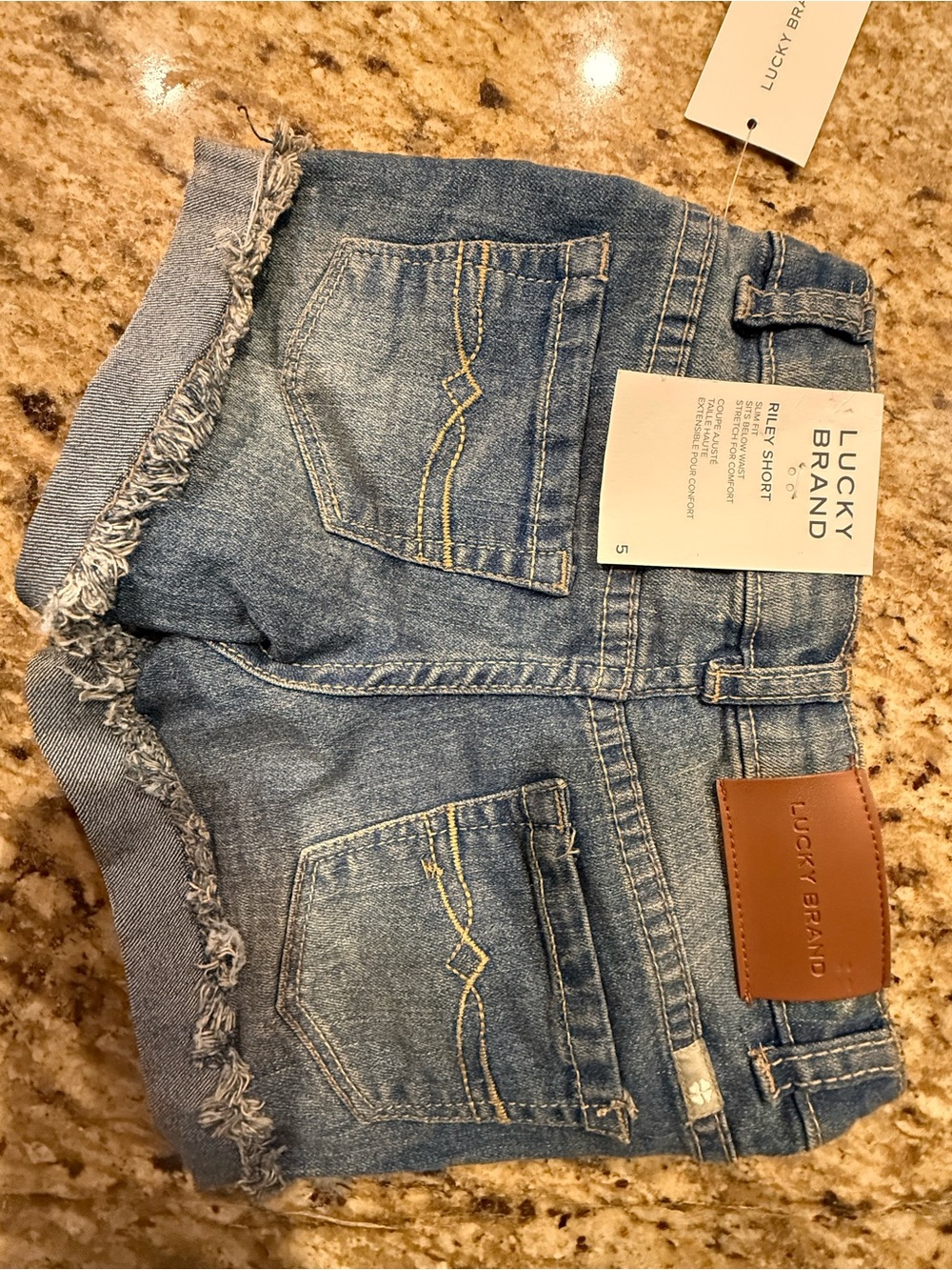 Lucky Brand Girls Blue Denim Frayed Hem Shorts